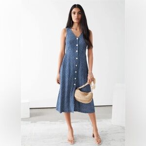 & Other Stories Blue Sleeveless Midi Dress